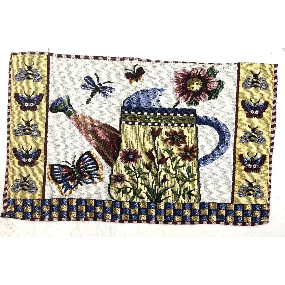 Tapestry Placemats Set Of 4 Watering Can Flowers‎ Butterflies Bees Garden Vibes
